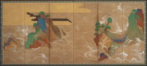 Olas en Matsushima, período Edo de Tawaraya Sotatsu